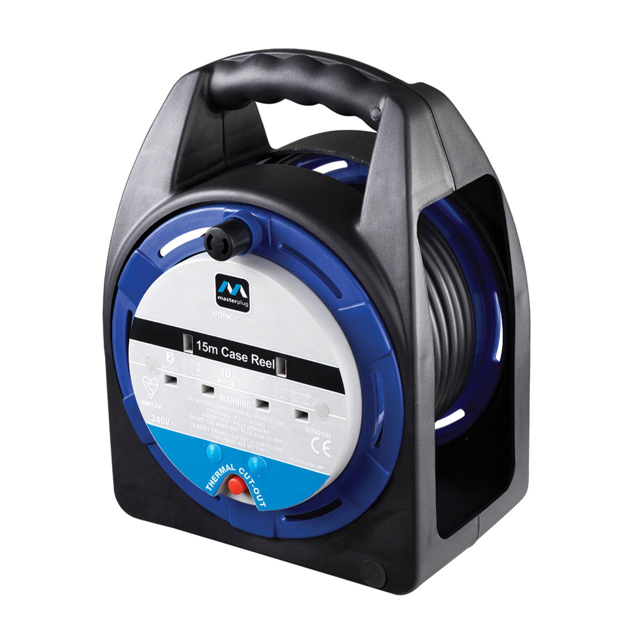 Masterplug 15 Metre 2 Gang Cassette Reel