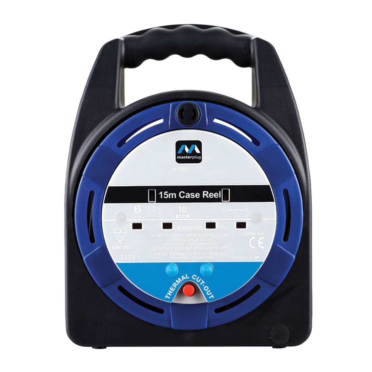 Masterplug 15 Metre 2 Gang Cassette Reel