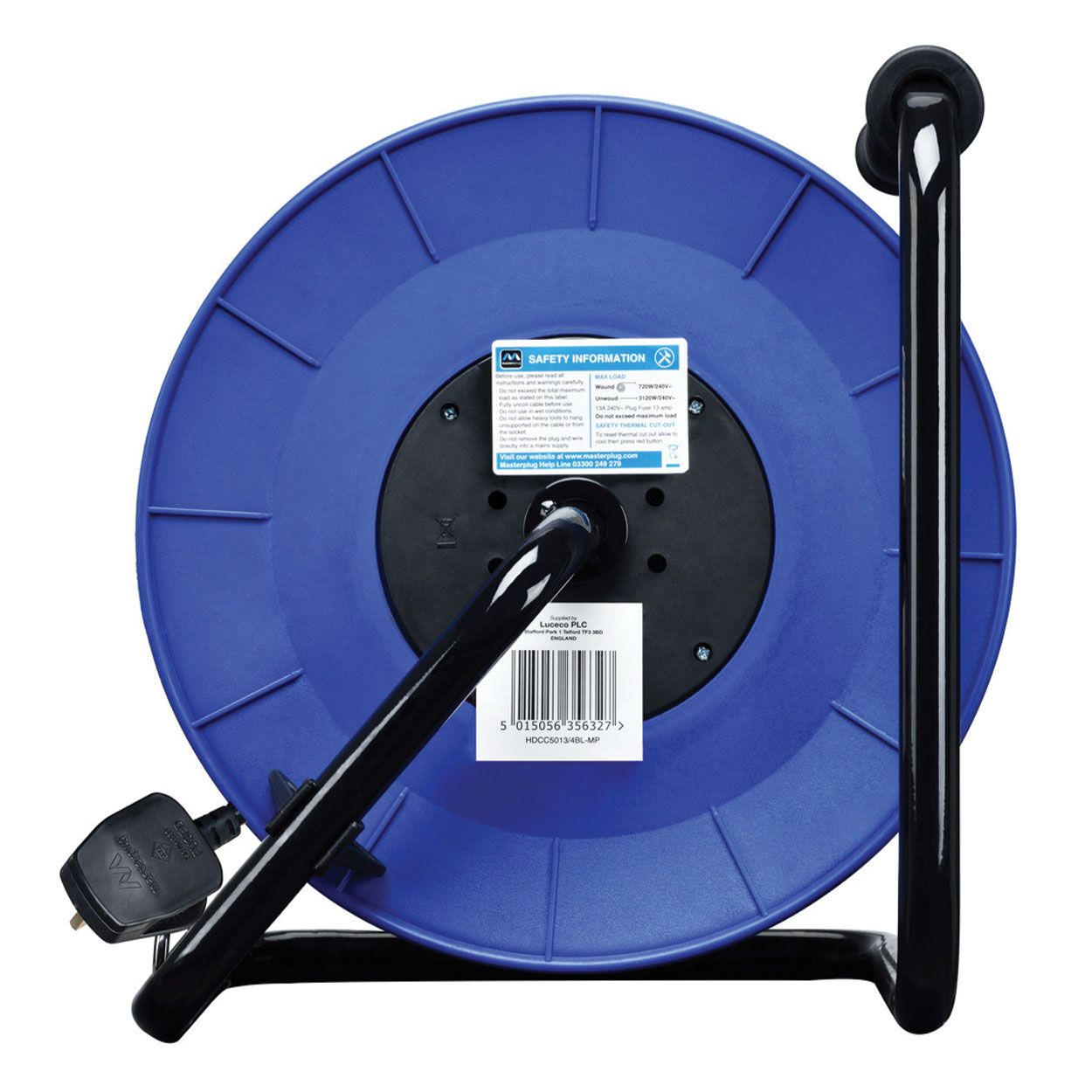 Masterplug 50 Metre 4 Gang Heavy Duty Cable Reel