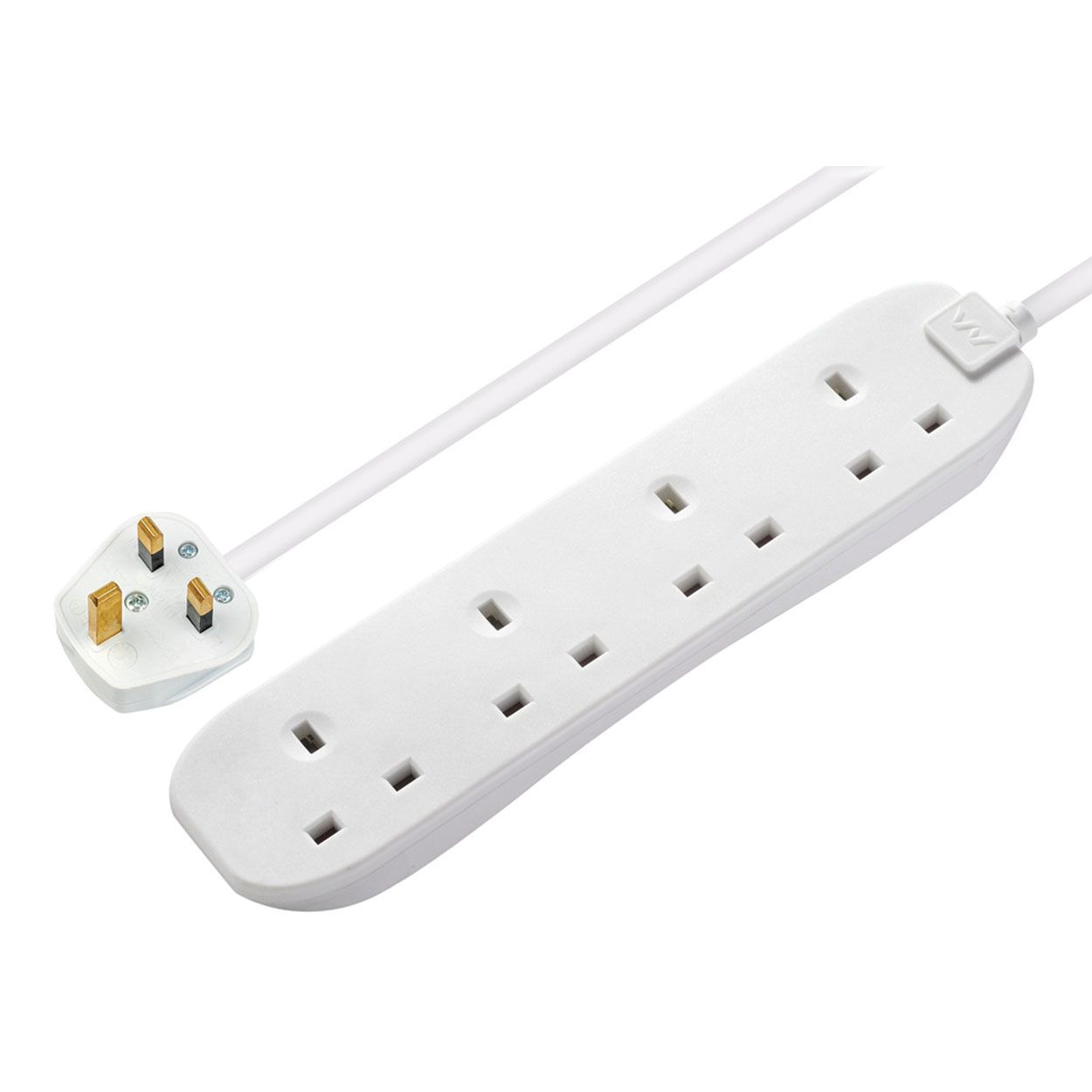 Masterplug 1 Metre 4 Gang 10A Extension Lead