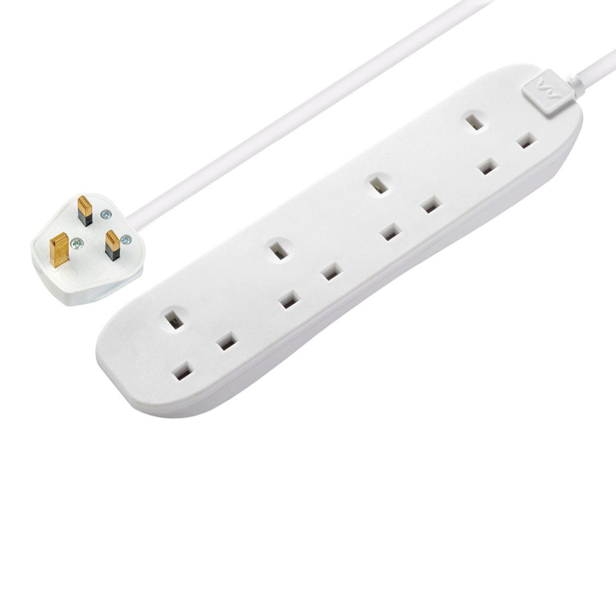 Masterplug 1 Metre 4 Gang 10A Extension Lead