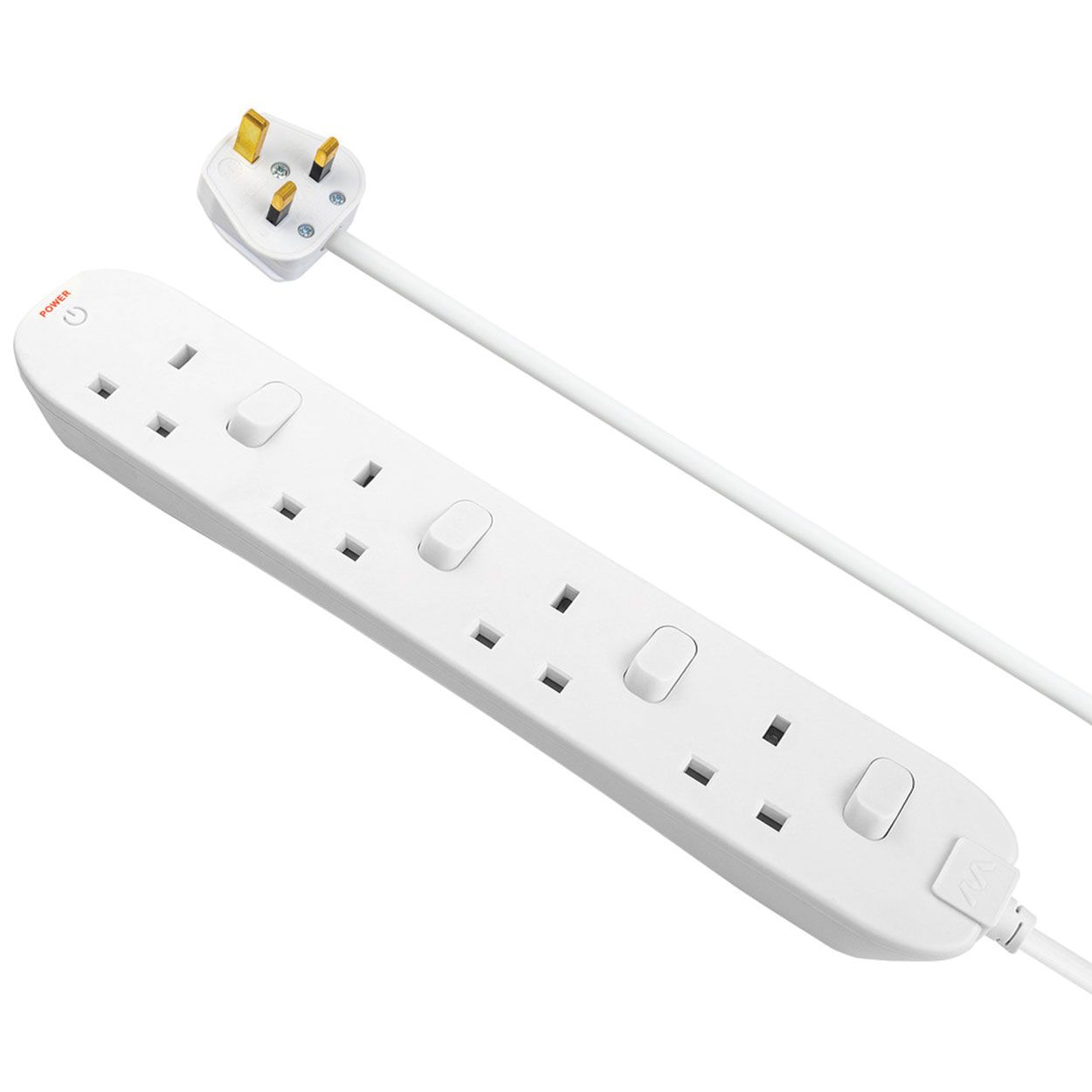 Masterplug 2 Metre 4 Gang Switched Extension Lead