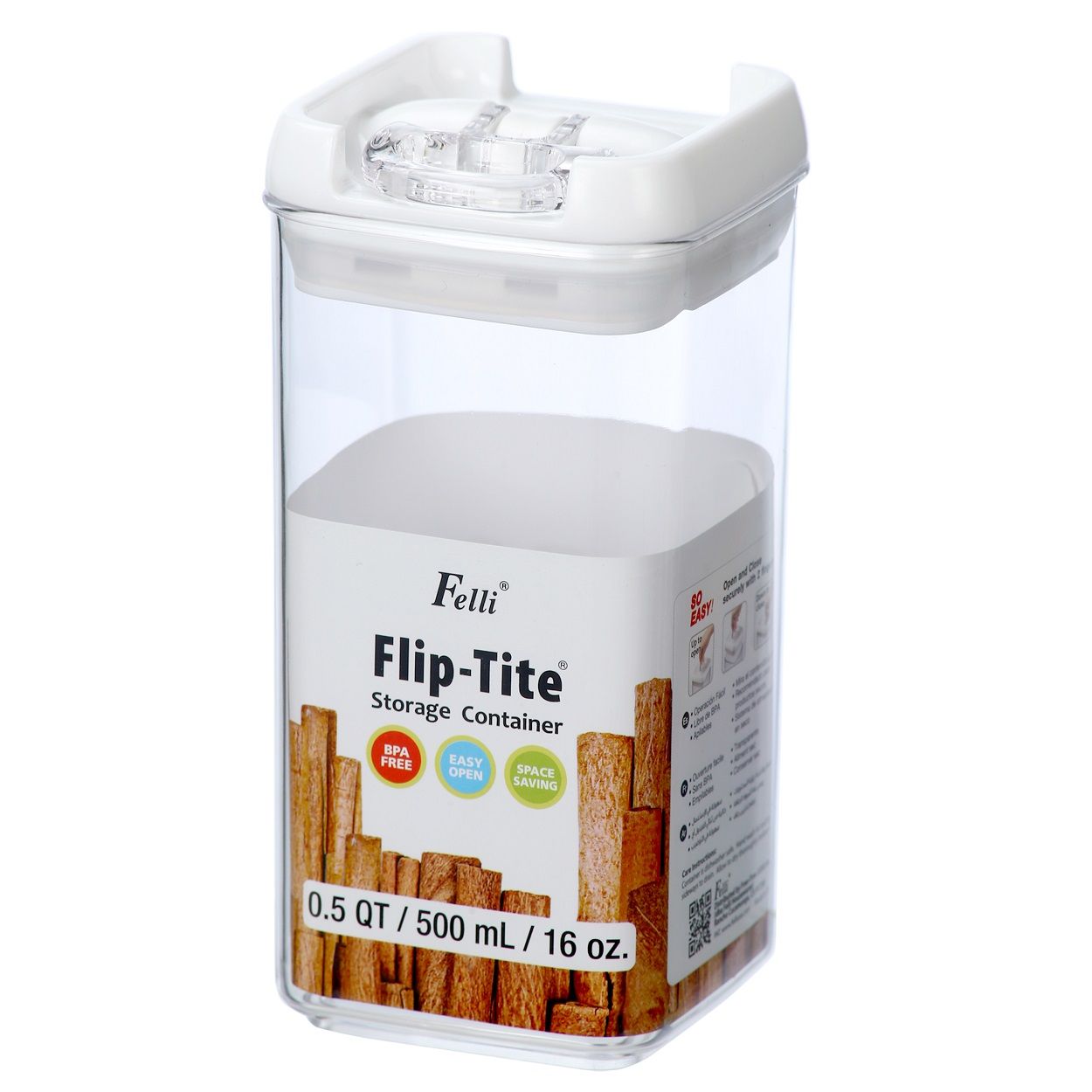 Felli Square 16oz Flip-Tite Storage Container