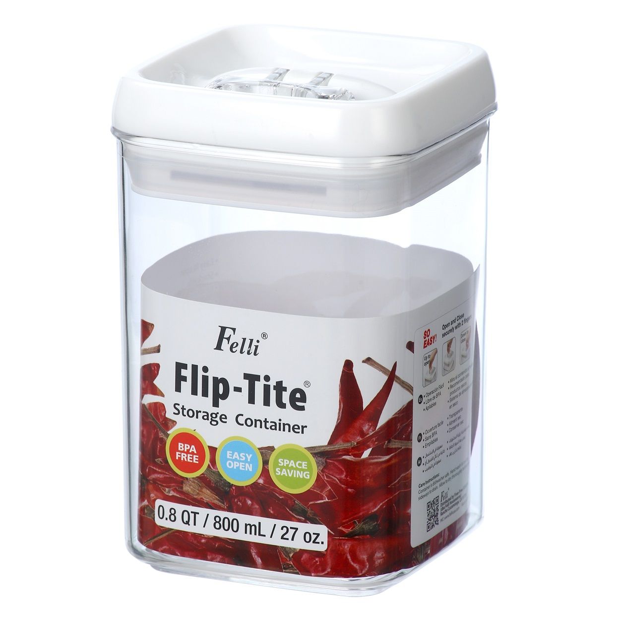 Felli Square 27oz Flip-Tite Storage Container