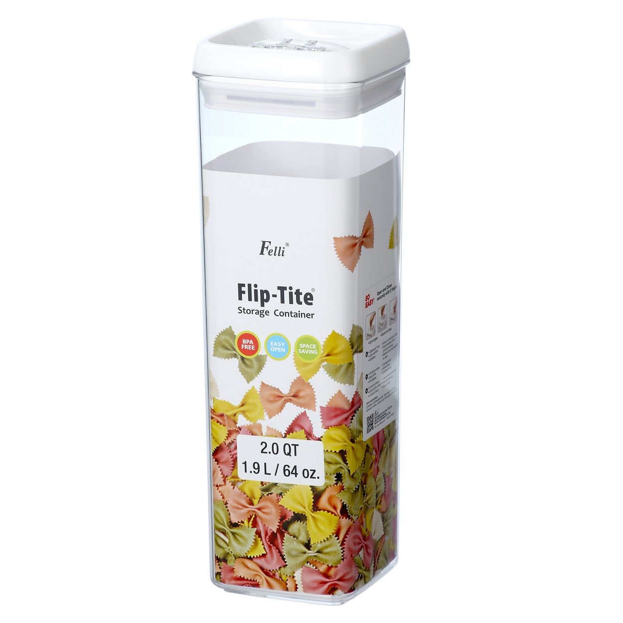 Felli Square 64oz Flip-Tite Storage Container
