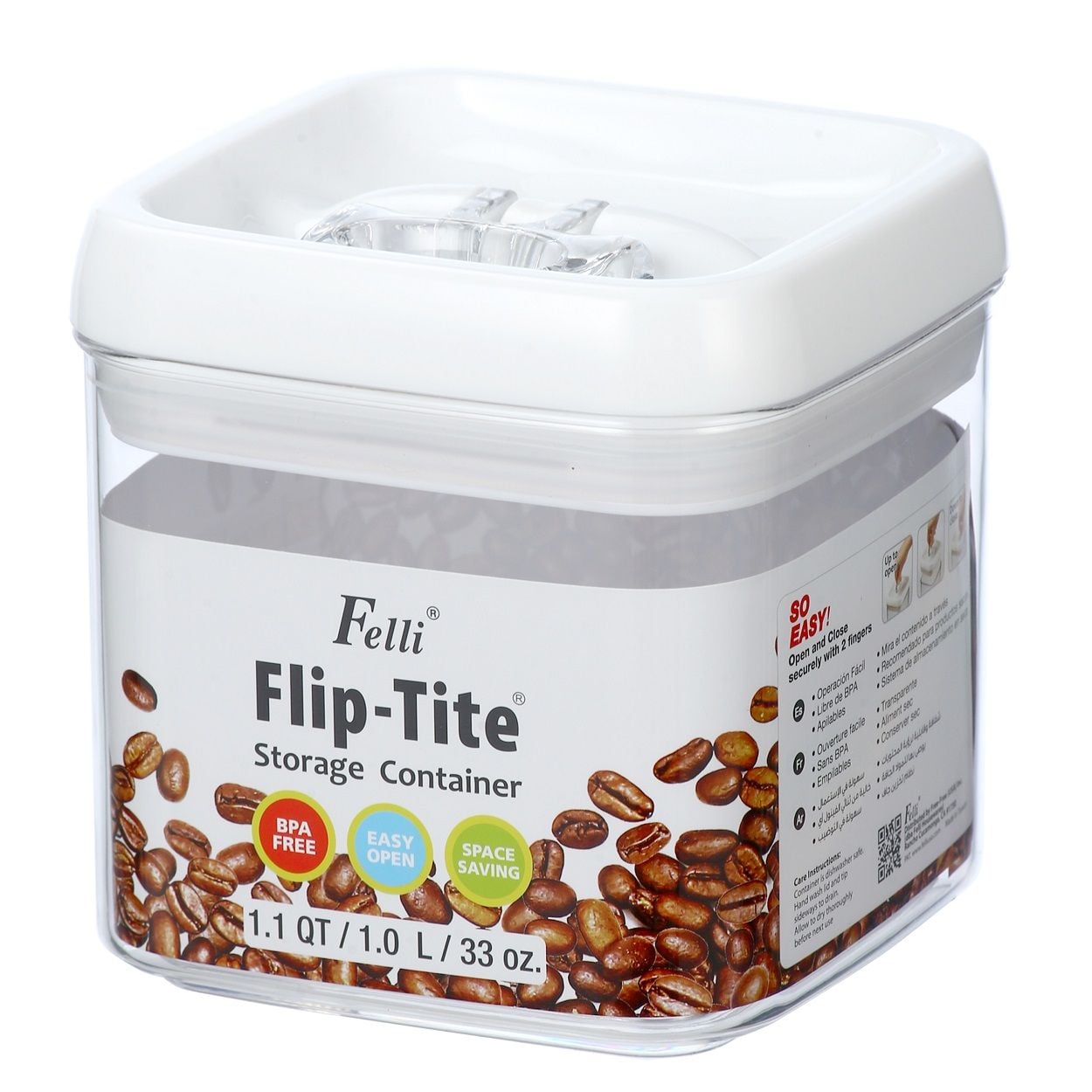 Felli Square 33oz Flip-Tite Storage Container