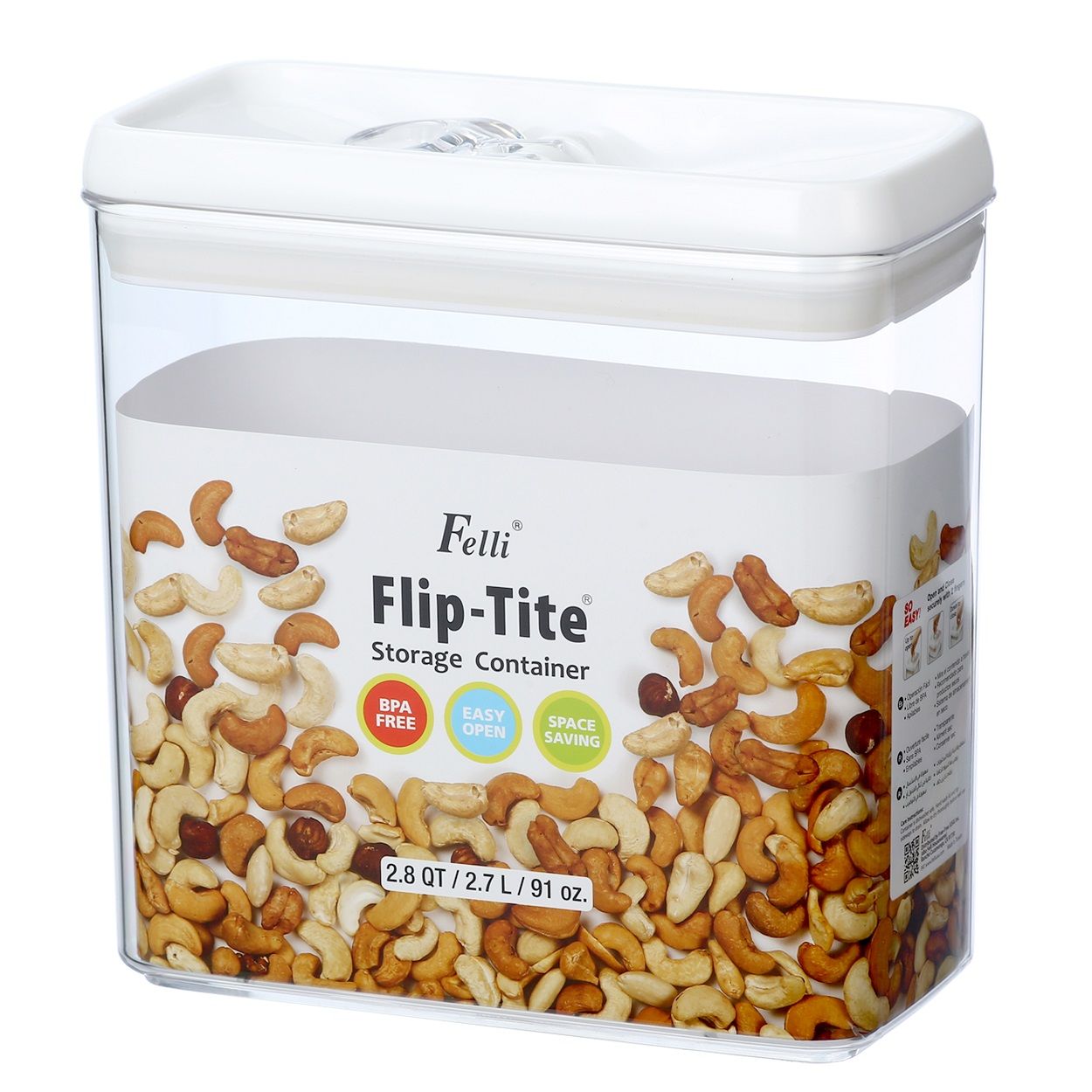 Felli Rectangular 91oz Flip-Tite Storage Container