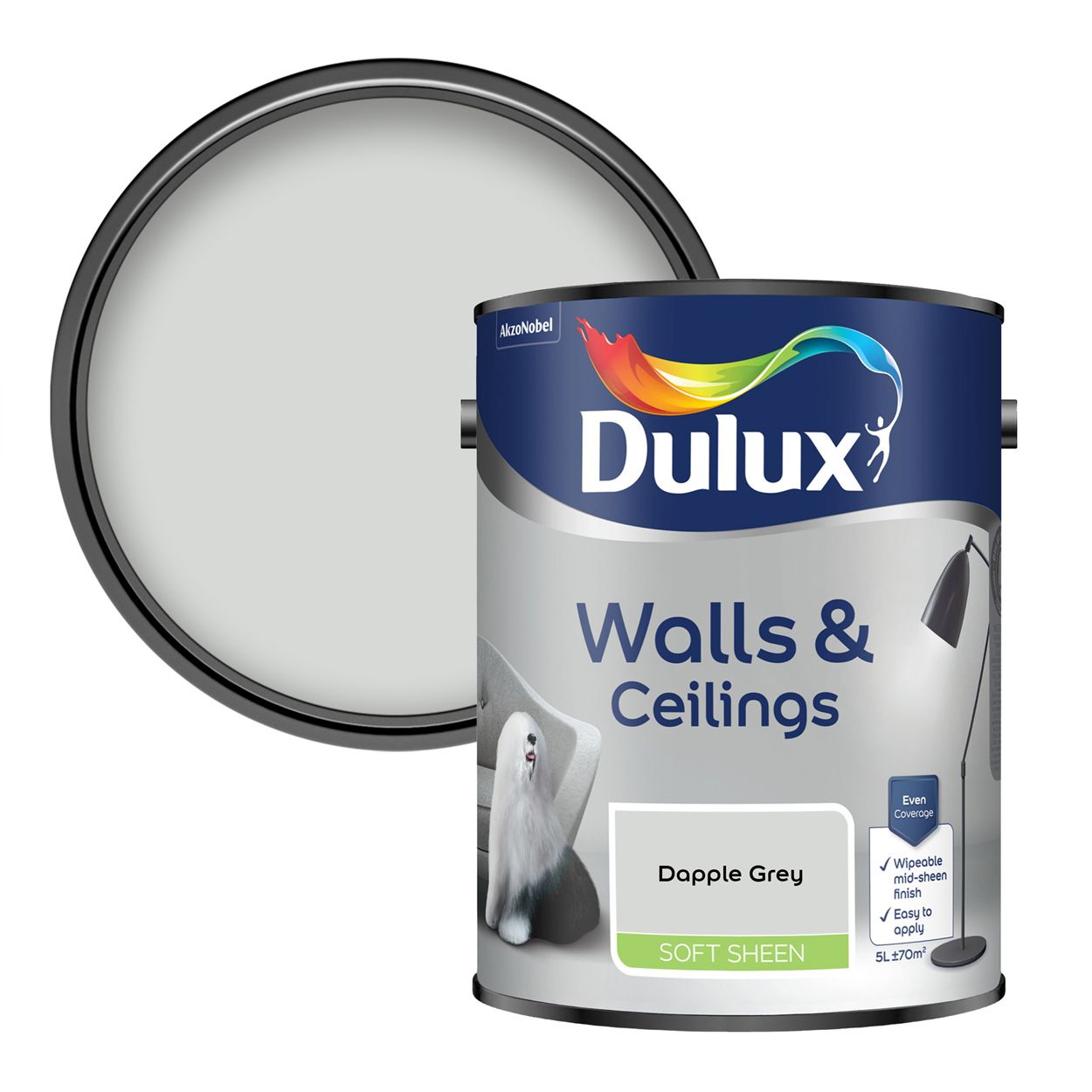 Dulux Walls & Ceilings Soft Sheen Dapple Grey 5L