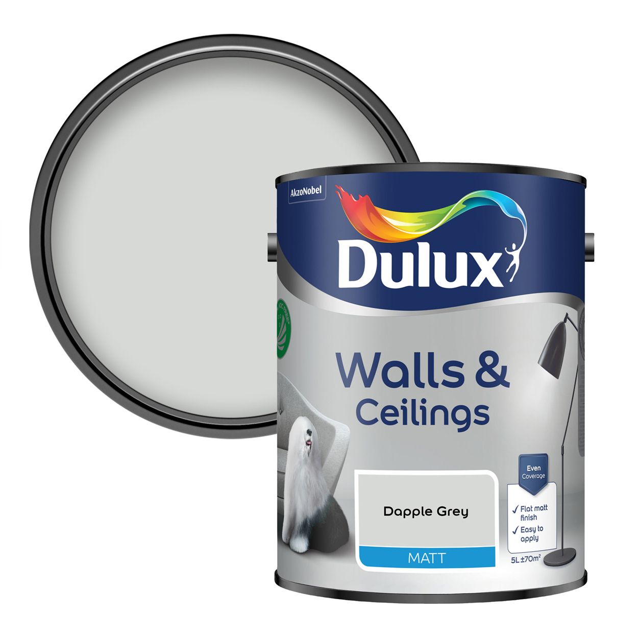 Dulux Walls & Ceilings Matt Dapple Grey 5L