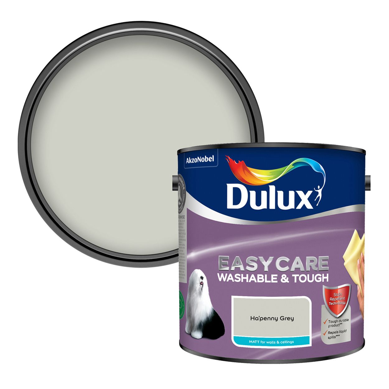 Dulux Easycare Washable & Tough Matt Ha'Penny Grey 2.5L