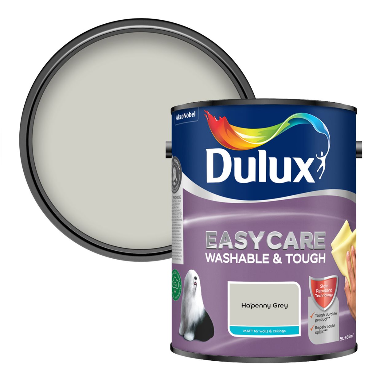 Dulux Easycare Washable & Tough Matt Ha'Penny Grey 5L