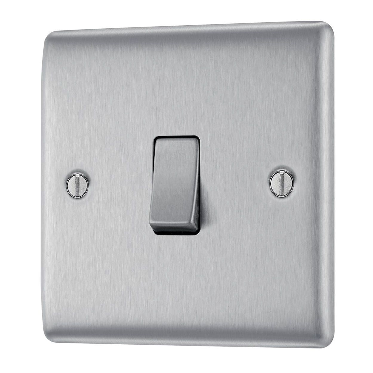BG Brushed Steel Switch - 10A 1 Gang 2 Way