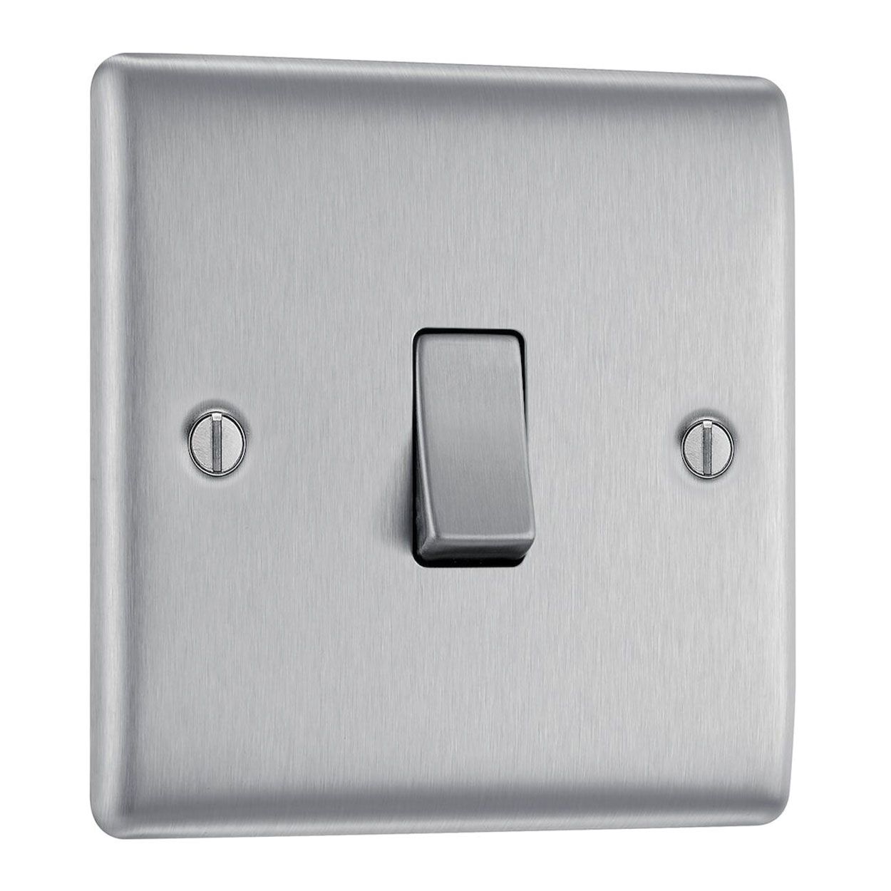 BG Brushed Steel Switch - 10A 1 Gang 2 Way
