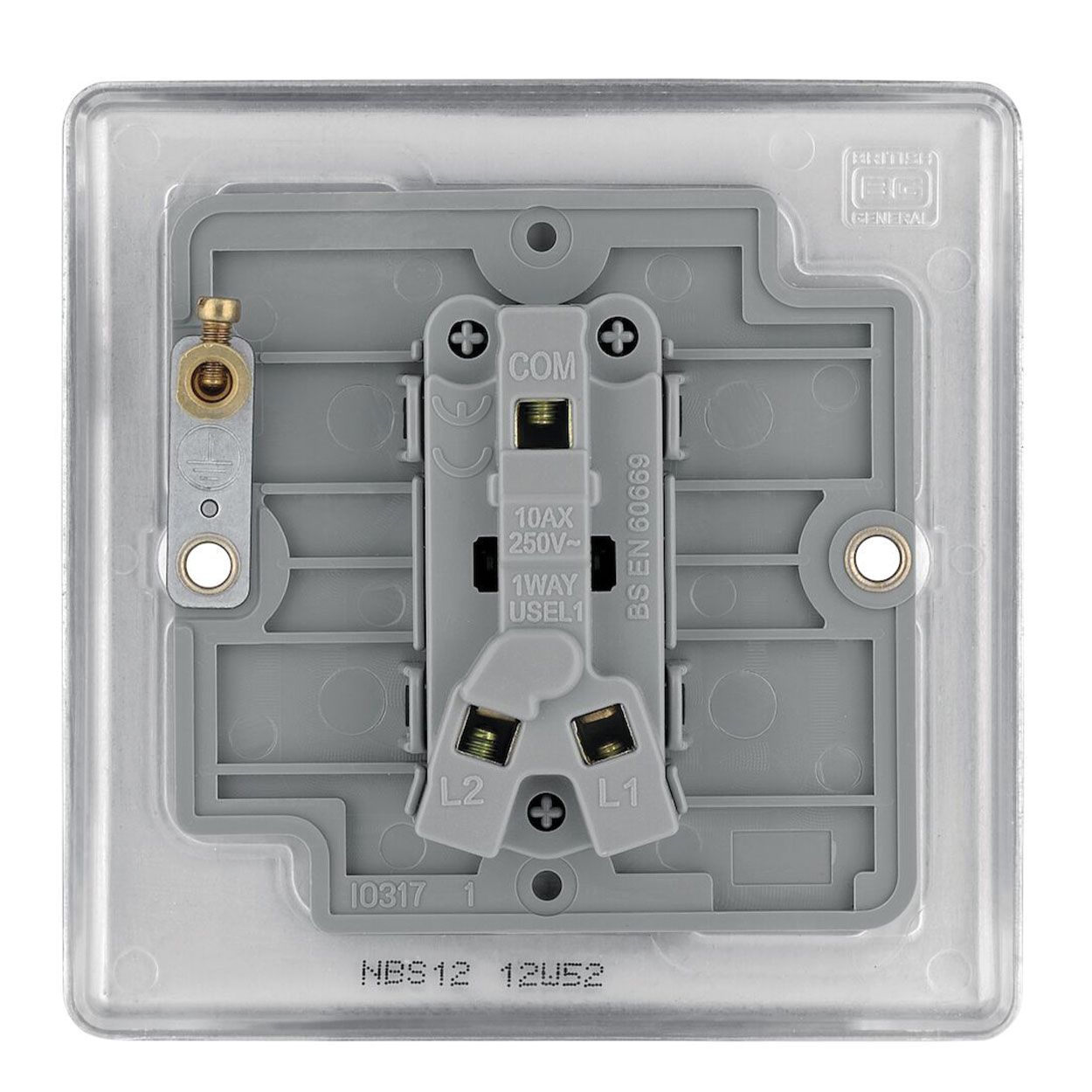 BG Brushed Steel Switch - 10A 1 Gang 2 Way