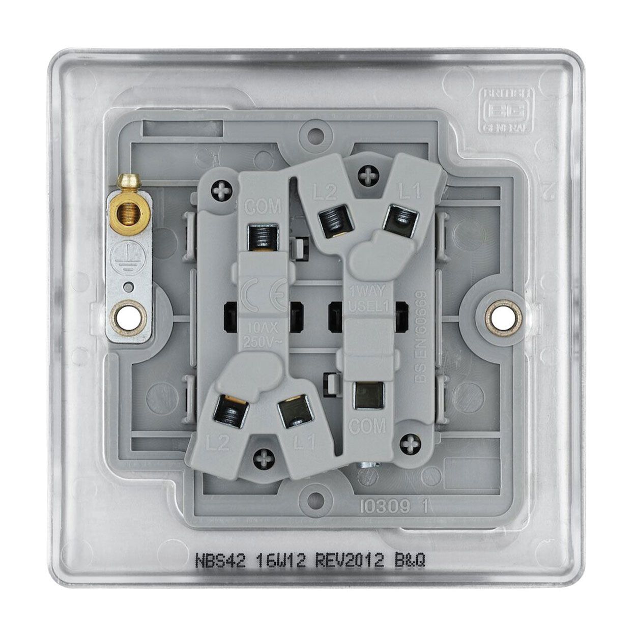 BG Brushed Steel Switch - 10A 2 Gang 2 Way
