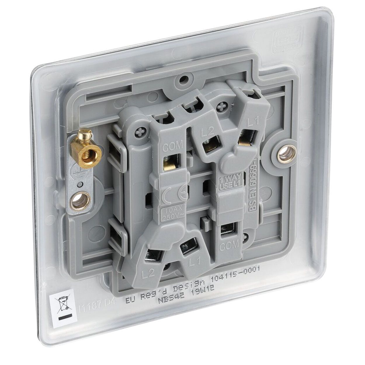 BG Brushed Steel Switch - 10A 2 Gang 2 Way