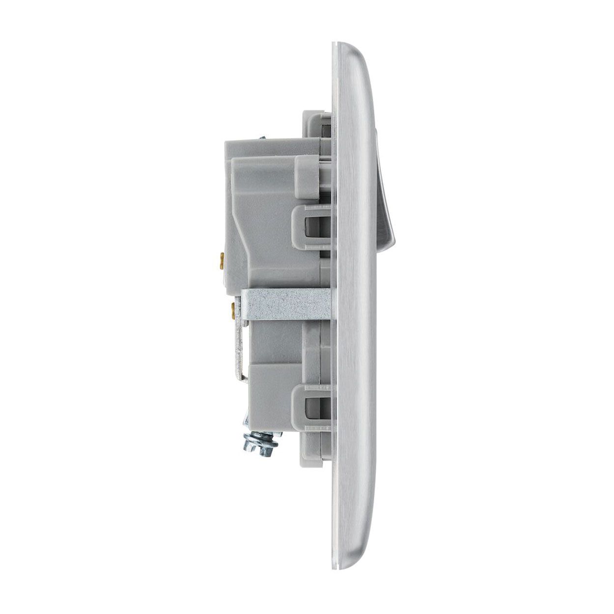 BG Brushed Steel Socket - 13A 1 Gang Double Pole