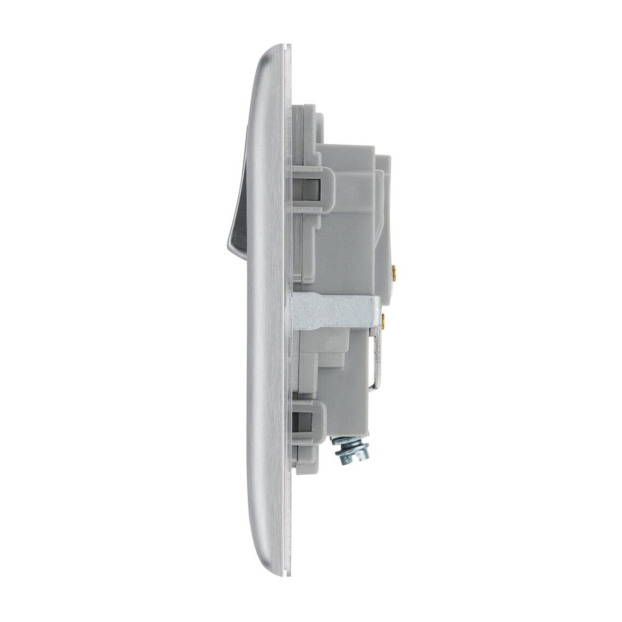 BG Brushed Steel Socket - 13A 1 Gang Double Pole