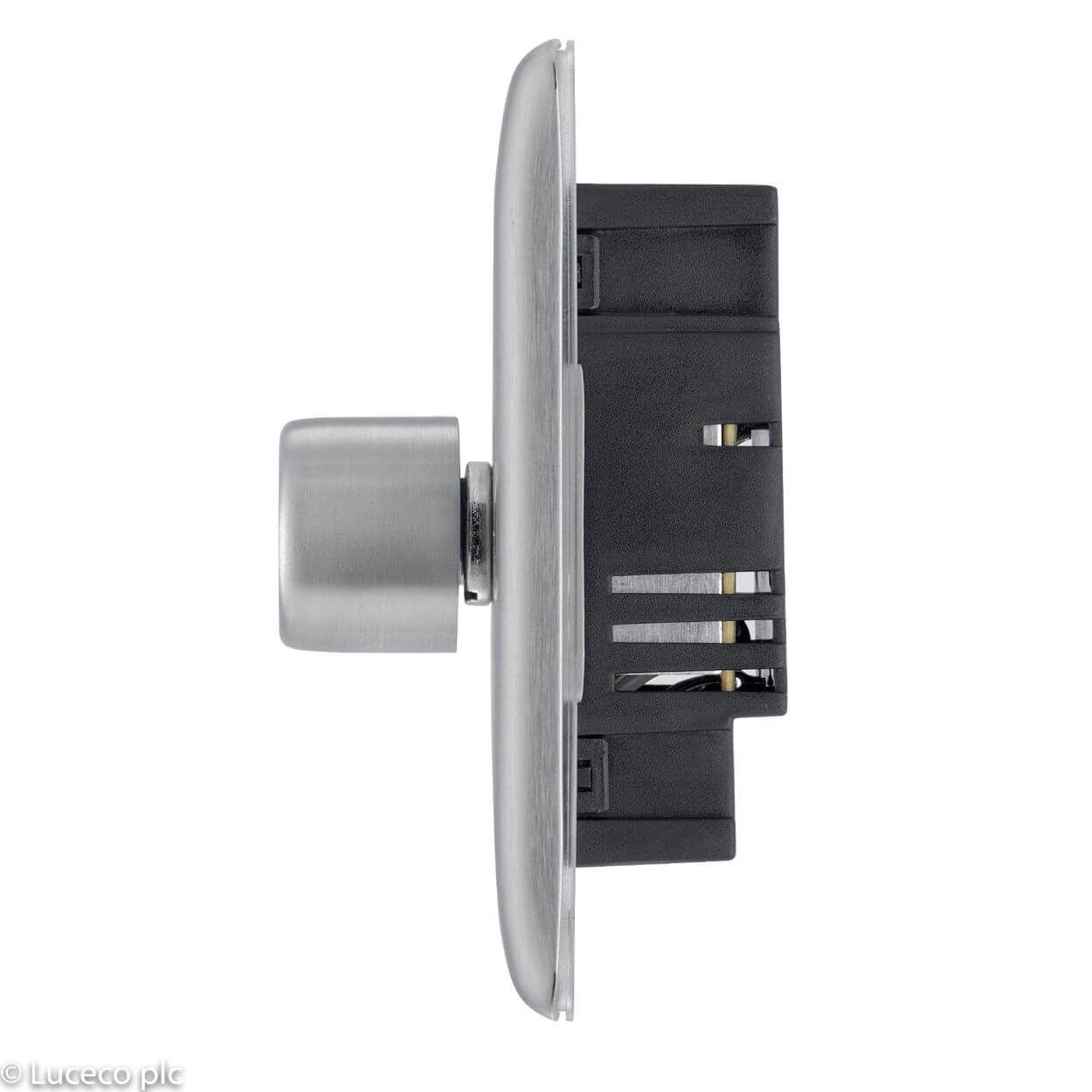 BG Brushed Steel Dimmer Switch - 400W 1 Gang 2 Way Push