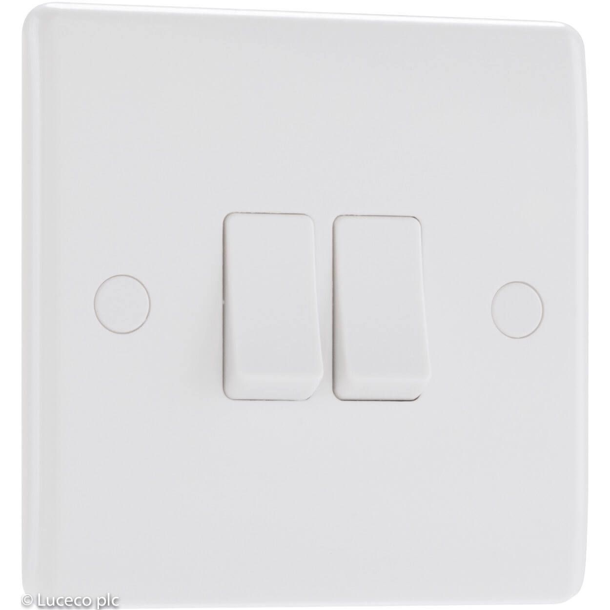 BG White Moulded Switch - 10A 2 Gang 2 Way