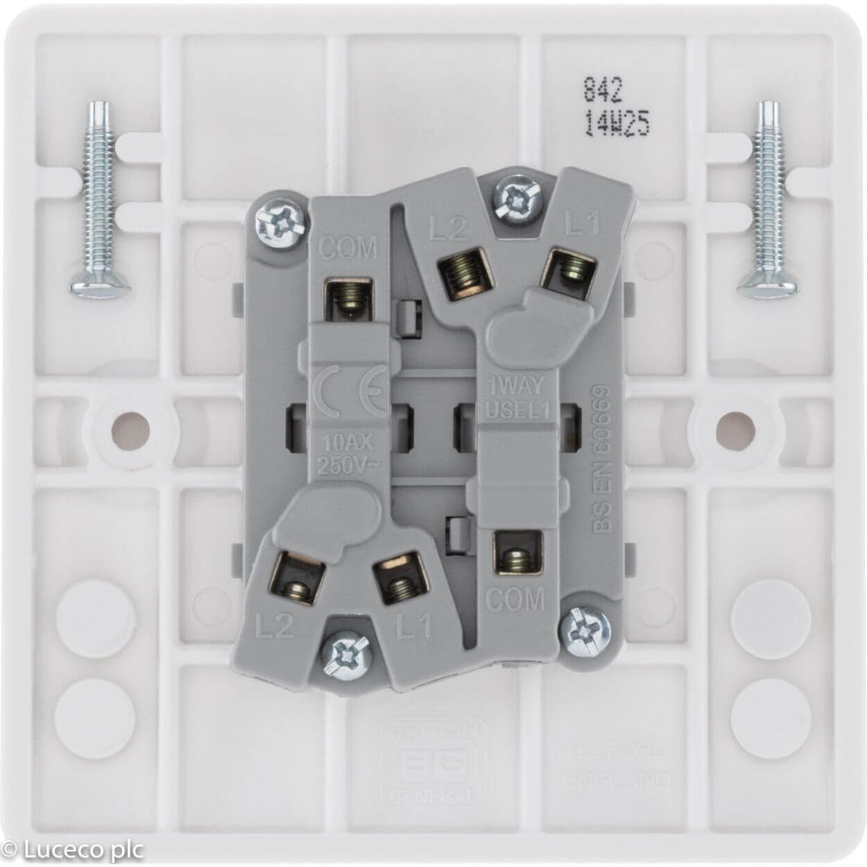 BG White Moulded Switch - 10A 2 Gang 2 Way