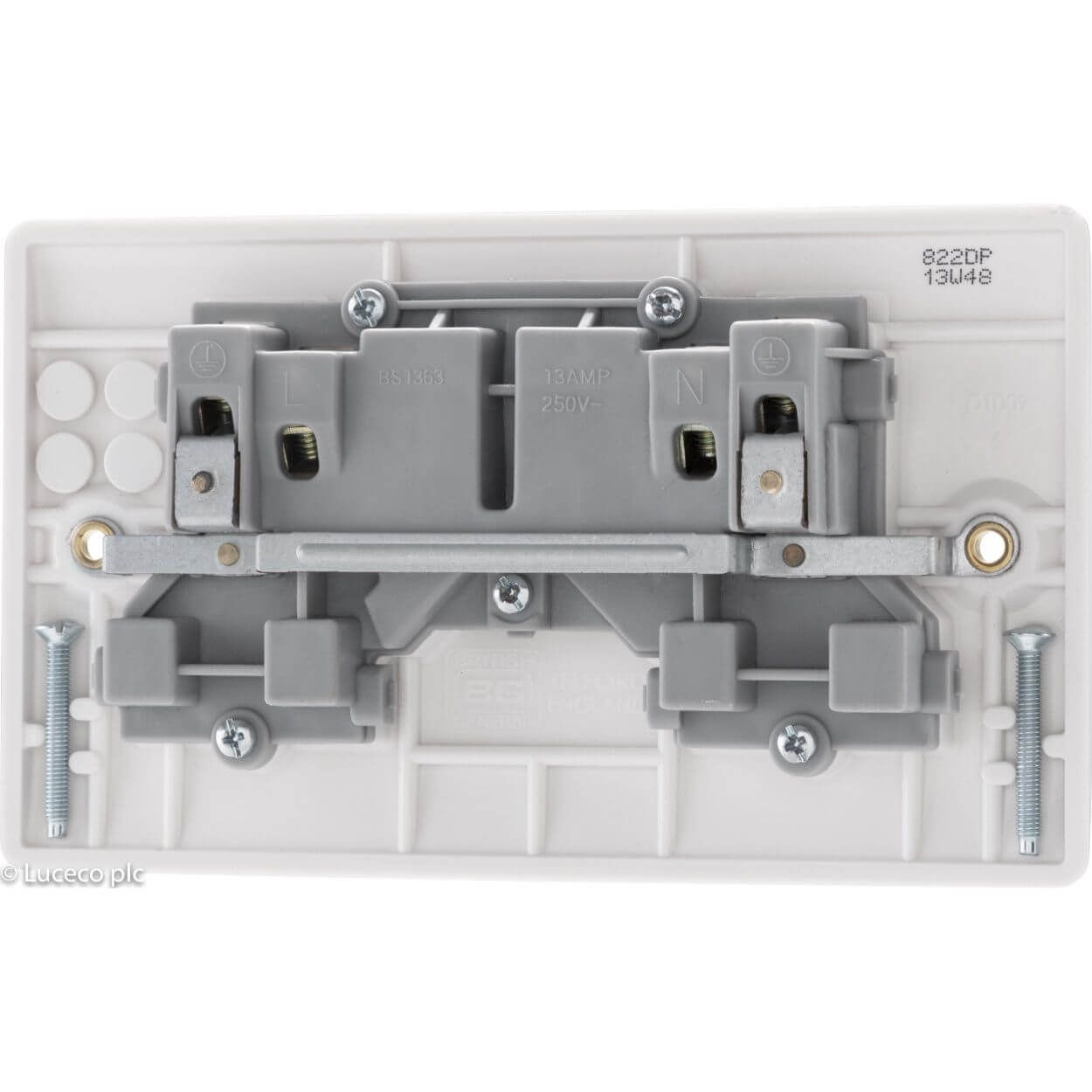BG White Moulded Socket - 13A 2 Gang Double Pole