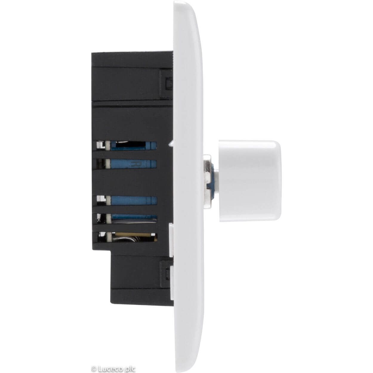 BG White Moulded Dimmer Switch - 400W 1 Gang 2 Way Push