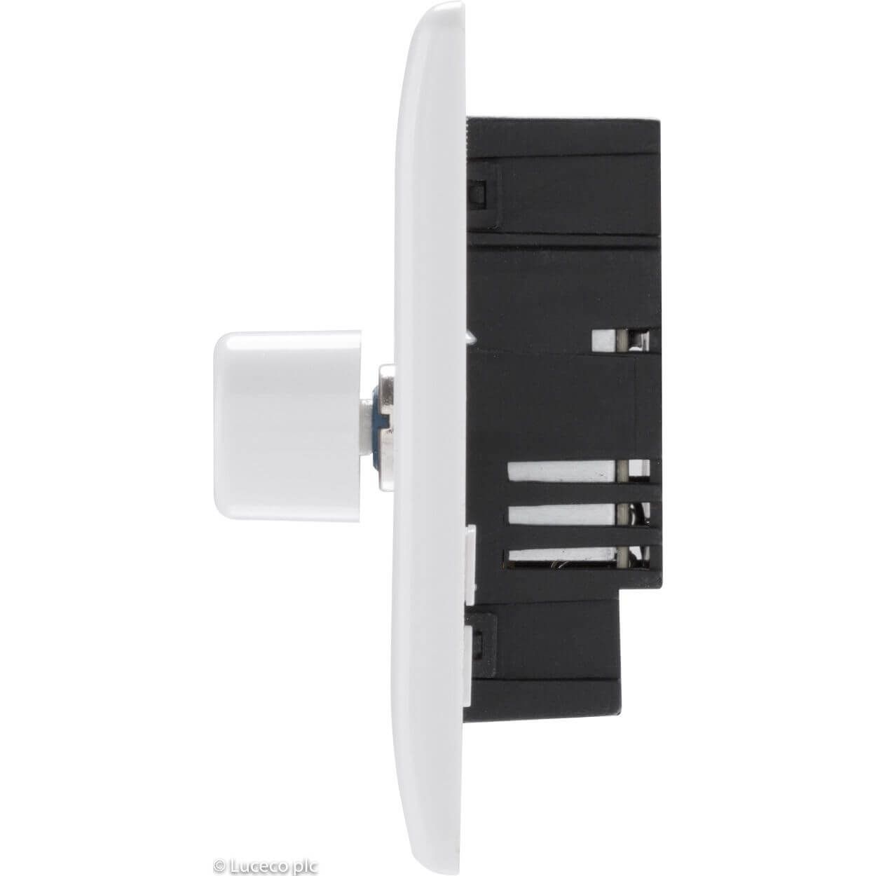 BG White Moulded Dimmer Switch - 400W 1 Gang 2 Way Push