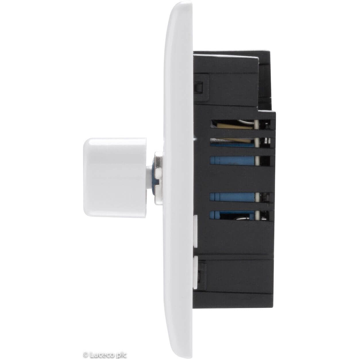 BG White Moulded Dimmer Switch - 400W 2 Gang 2 Way Push