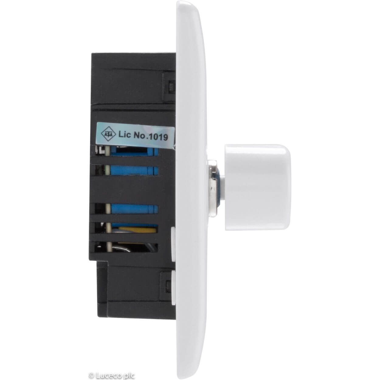 BG White Moulded Dimmer Switch - 400W 2 Gang 2 Way Push