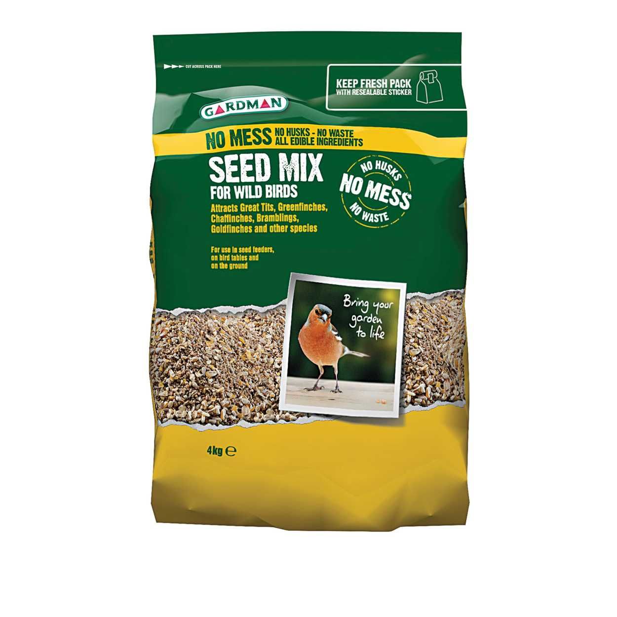 Gardman 2kg No Mess Seed Mix  Bird Food For Wild Birds