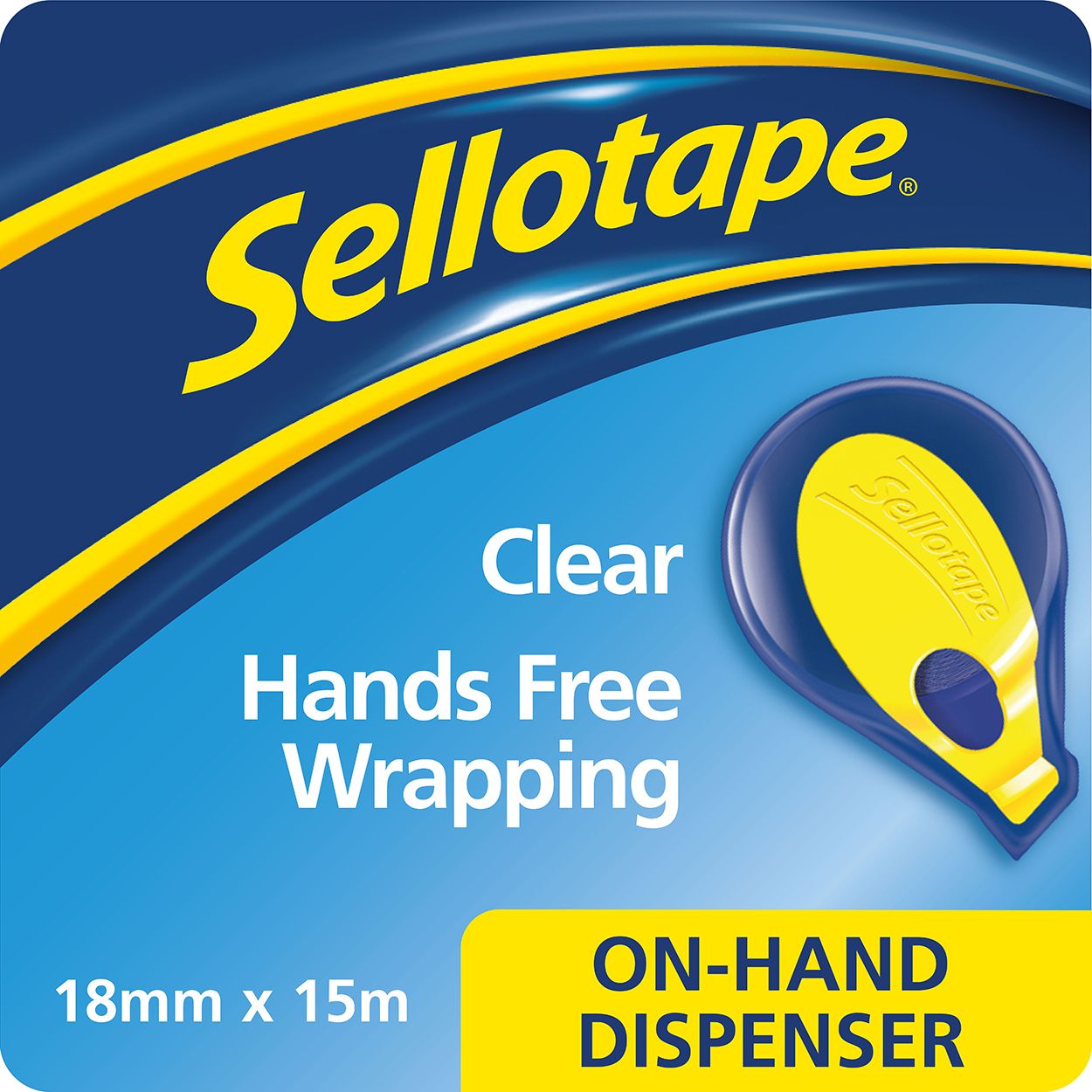Sellotape Super Clear On-Hand Tape Dispenser & Roll 18mm x 15m