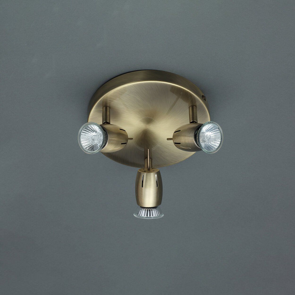 Pluto 3 light Spotlight Plate Antique Brass