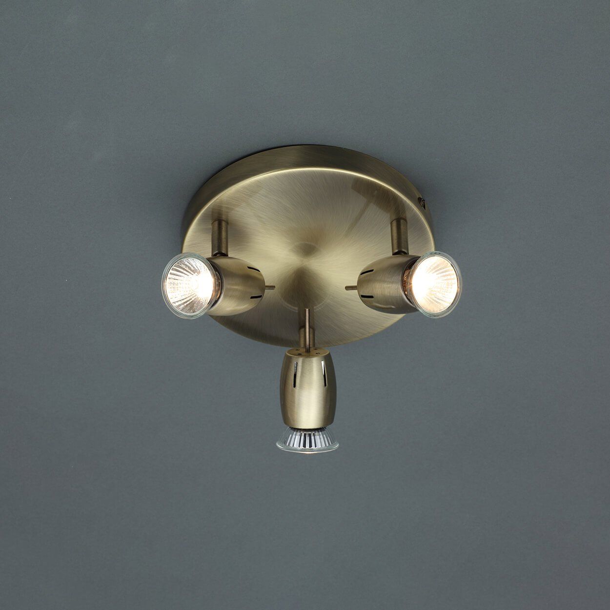 Pluto 3 light Spotlight Plate Antique Brass