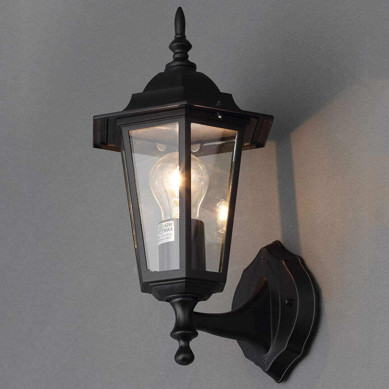 Hermes 1 light 6 Panel Wall Lantern Black