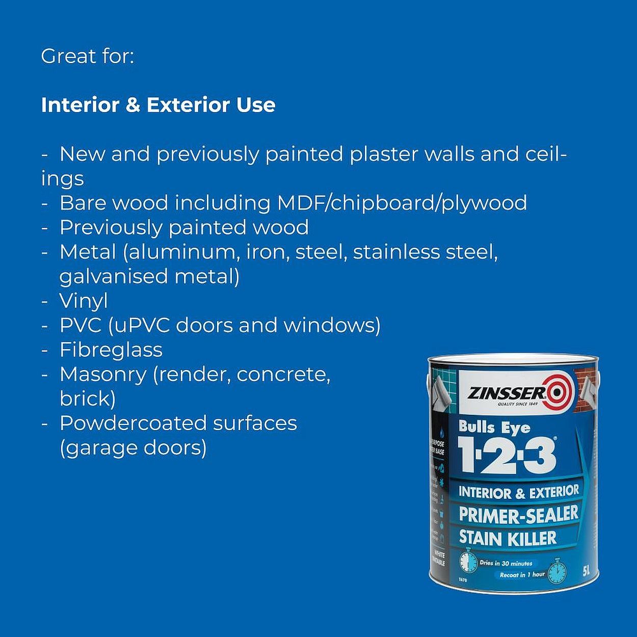 Zinsser Bulls Eye 1-2-3 Primer Sealer 500ml