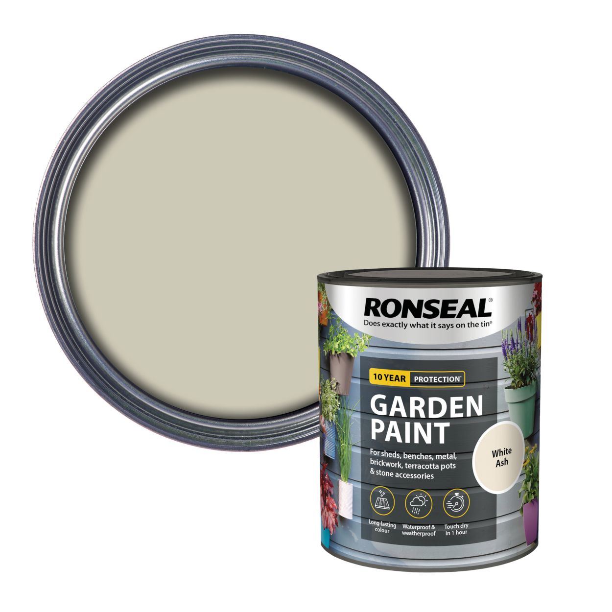 Ronseal 750ml Garden Paint White Ash