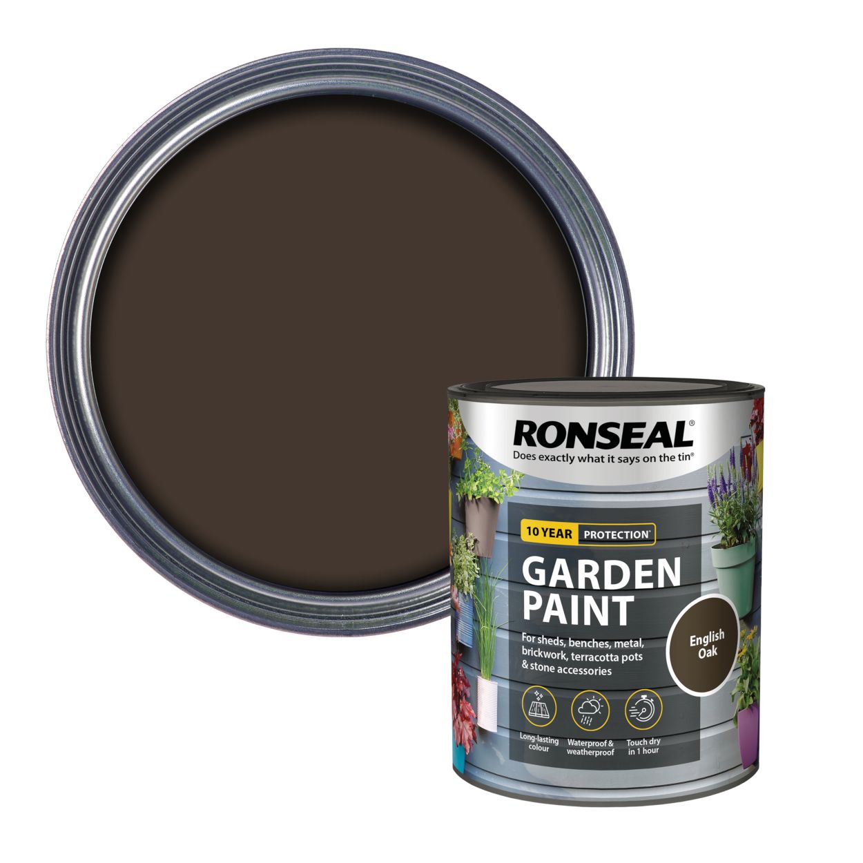 Ronseal 750ml Garden Paint English Oak