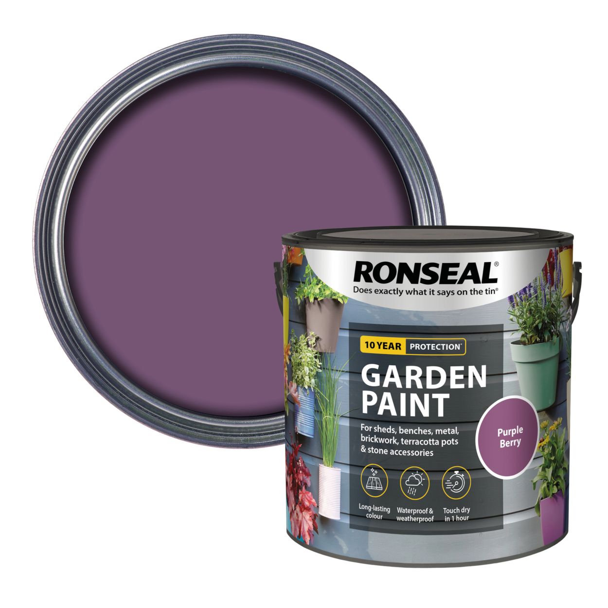 Ronseal 2.5 Litre Garden Paint Purple Berry
