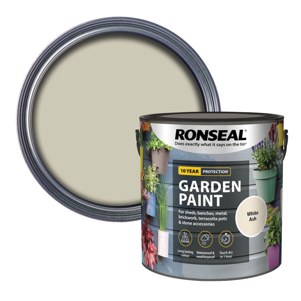 Ronseal 2.5L Garden Paint White Ash