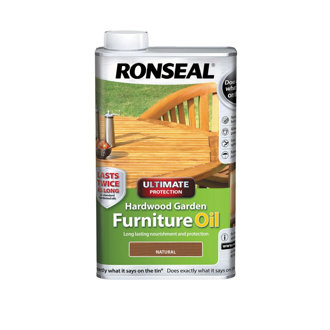 Ronseal 500ml Ultimate Protection Hardwood Garden Furniture Oil Natural