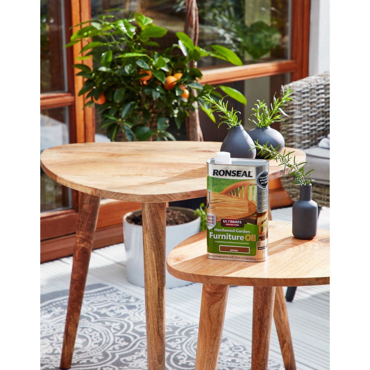 Ronseal 1L Ultimate Protection Hardwood Garden Furniture Oil Natural