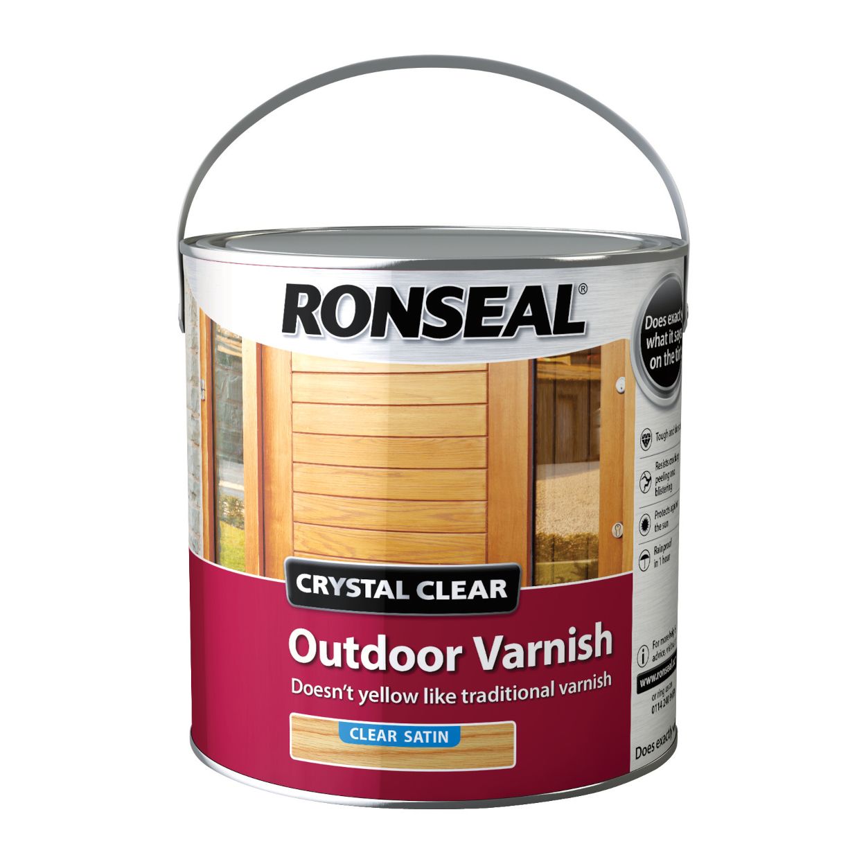Ronseal 2.5 Litre Crystal Clear Outdoor Varnish - Clear Satin