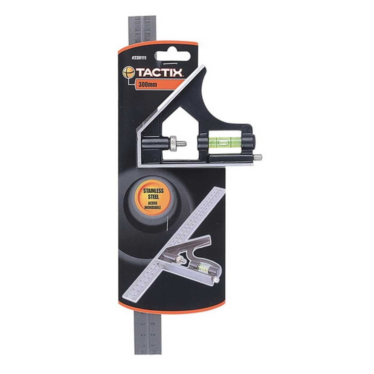 Tactix Ruler Combination Stainless Steel 30cm