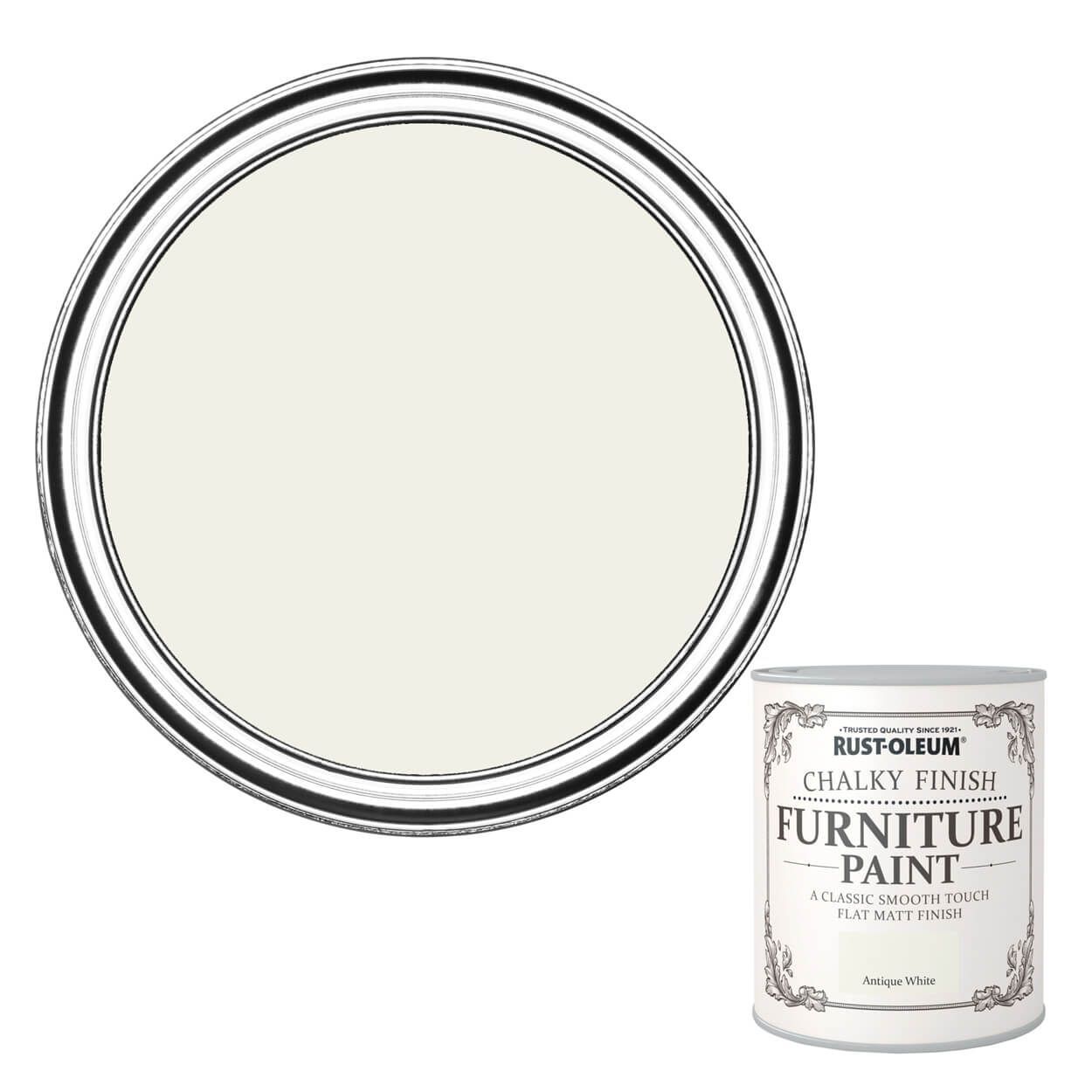 Rust-Oleum Chalky Finish Furniture Paint Antique White 750ml