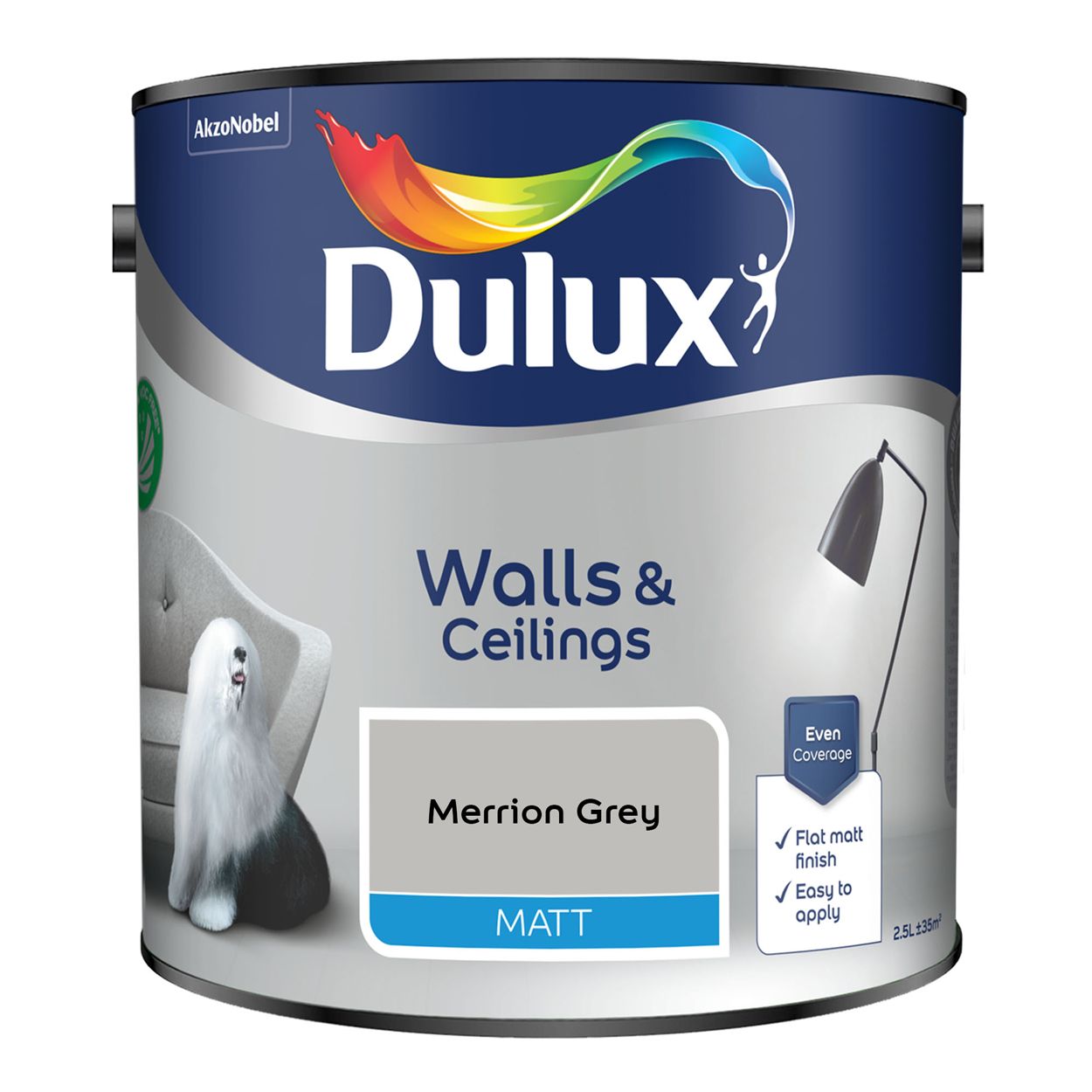 Dulux Walls & Ceilings Matt Merrion Grey 2.5L