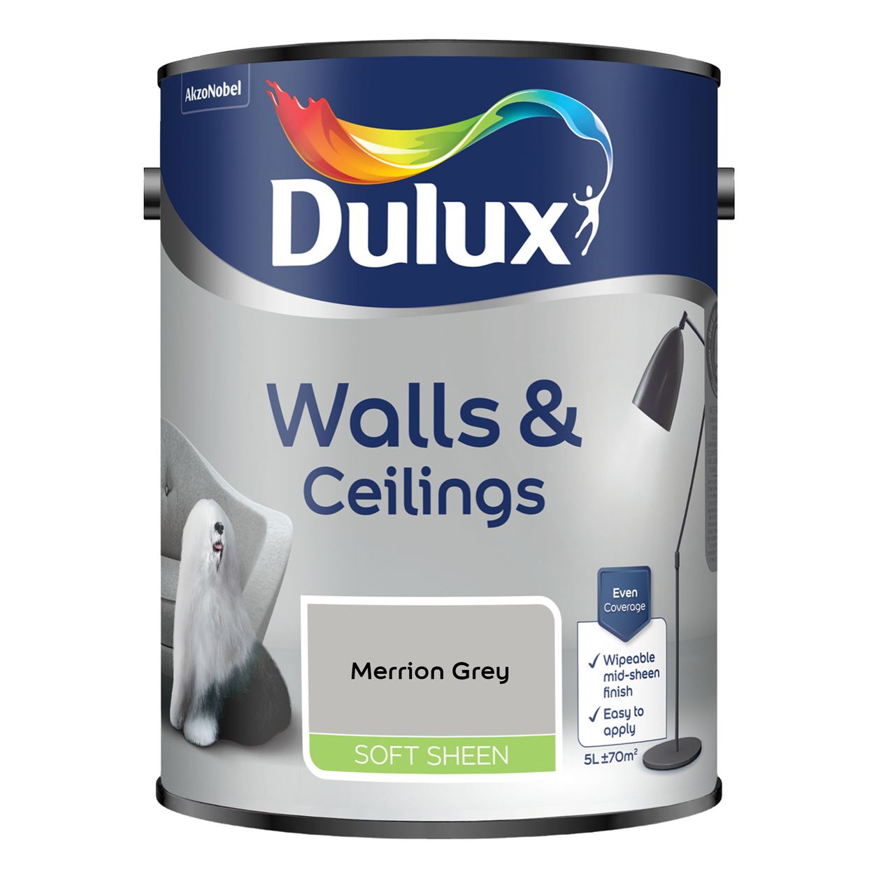 Dulux Walls & Ceilings Soft Sheen Merrion Grey 5L
