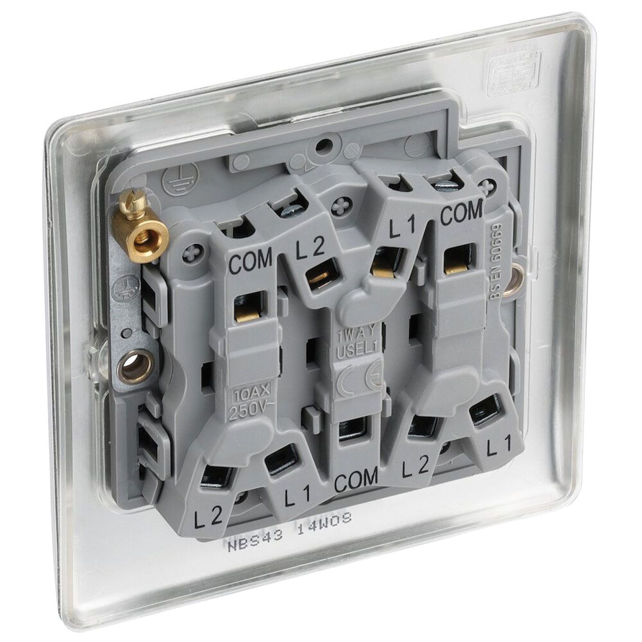 BG Brushed Steel 10A 3 Gang Switch