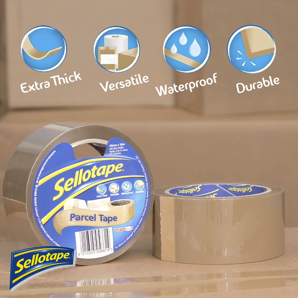 Sellotape Brown Parcel Tape Roll 48mm x 50m