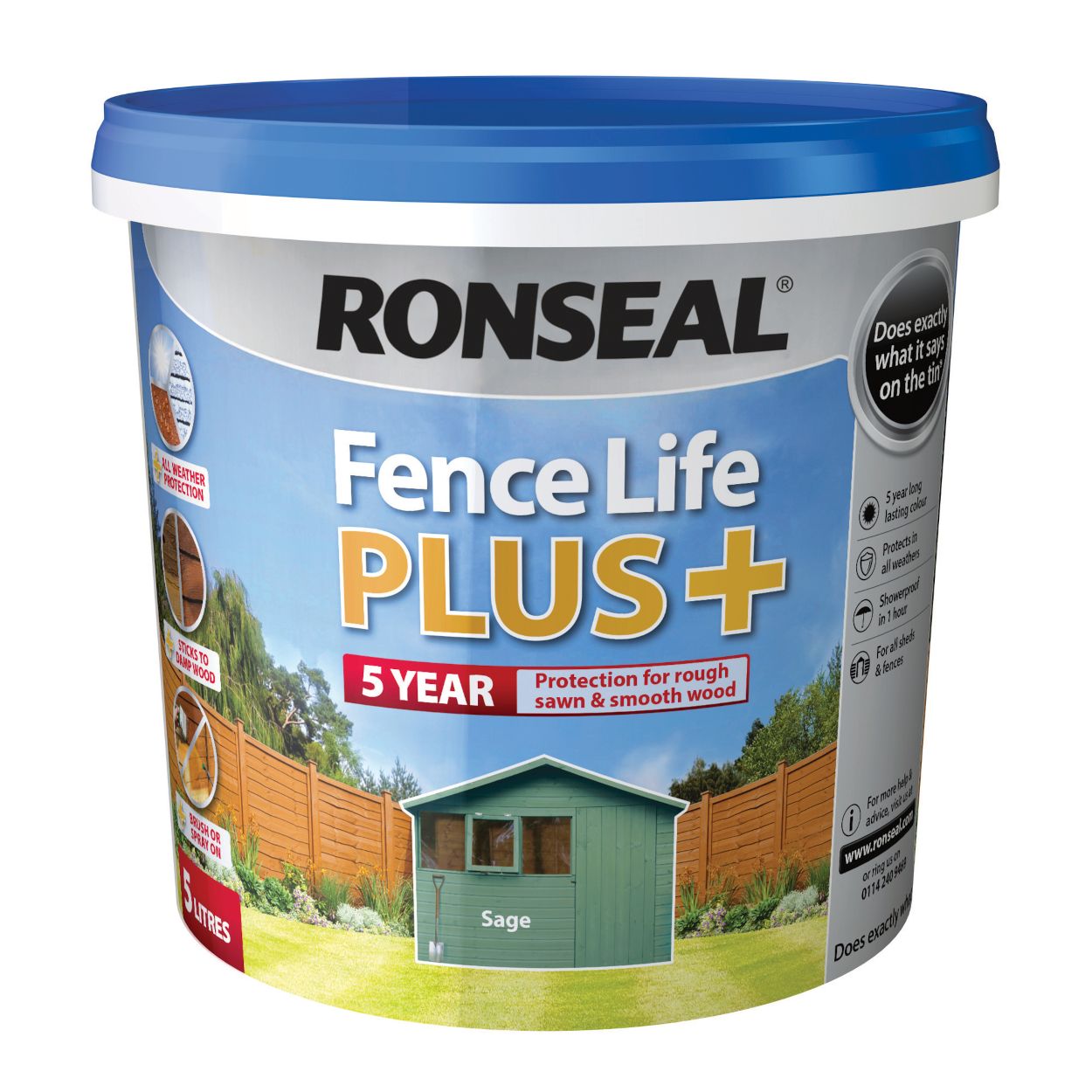 Ronseal 5 Litre Fencelife Plus Sage